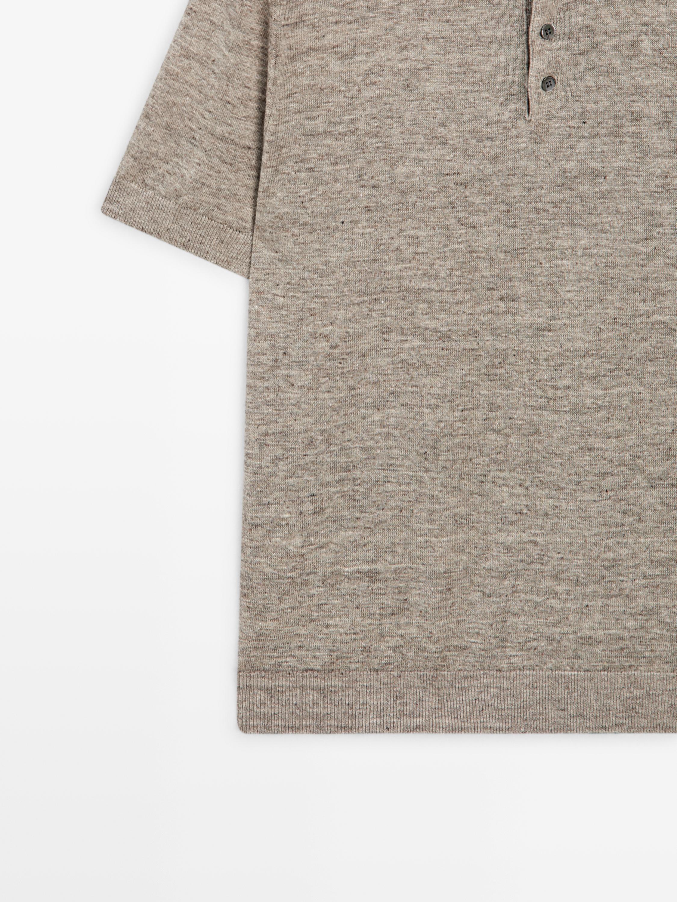 100% linen melange polo shirt